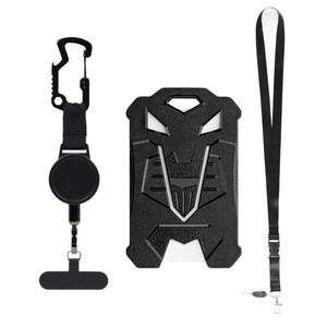 Porte-clés multifonctionnel rétractable avec ouvre-bouteille, porte-carte vertical noir et sangle détachable en gros - Product Image 5