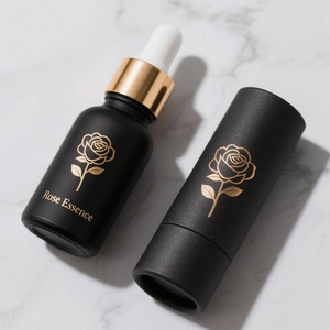 Good Price Frosted 15ml 20ml 30ml 50ml Custom Logo Cosmetic Cylinder Glass <b>Bottles</b> With Black <b>Dropper</b> for Skincare Essential Oil - Product Image 3