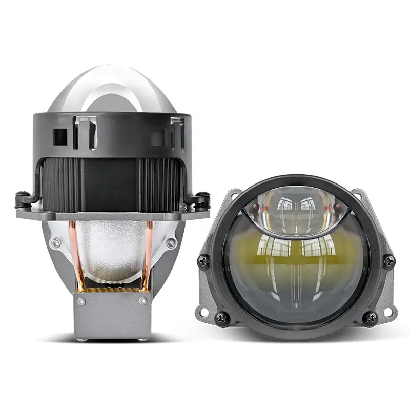 HYML Atacado 3.0 inch laser led bi projetor farol lente de quatro feixes de luz de cor dupla 70W para auto farol laser luz do carro