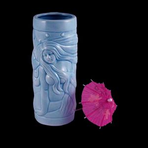 BARCONIC Taza Tiki de sirena azul de porcelana de cerámica-Diseño moderno ecológico para uso en fiestas Vino de 700ml - Product Image 4