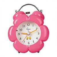 Jam Alarm Meja Bentuk Bunga Quartz Modern Tampilan Analog Fungsi Snooze untuk Kantor dan Rumah Anak-anak