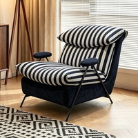 Fauteuil lounge moderne en cuir avec revêtement en tissu, pieds en métal, fauteuil d'appoint réglable à siège unique pour salon