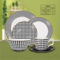 Offre Spéciale vaisselle de style occidental moderne assiettes à steak en céramique noir et blanc vaisselle domestique à usage commercial