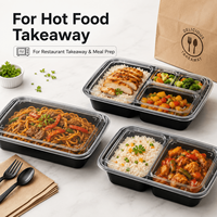 Conteneur alimentaire Xuntuo en PP de qualité alimentaire, compatible micro-ondes, avec 3 compartiments et couvercle transparent, modèle PP-MPC-3C, pour plats à emporter