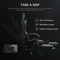 Chaise de jeu Razer noir vert haut-parleurs de massage chaise en cuir PU édition course chaise Cadeira chaise de jeu avec repose-pieds