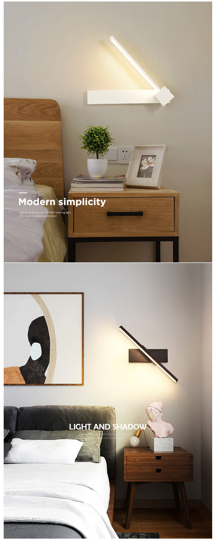 Modern Nordic Black Hotel Guest  Sitting Interior Beside Bracket LED Wall Sconce Light