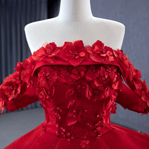 ชุดเดรสปาร์ตี้ตอนเย็นของผู้หญิงผ้าปะติดสีแดงลายดอกไม้มีระบายสไตล์วินเทจของแจนซีมเบอร์231052 - Product Image 2