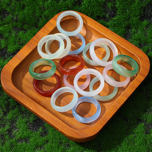 Anillos <span class=keywords><strong>de</strong></span> ágata natural, <span class=keywords><strong>jade</strong></span> y calcedonia, joyería al por mayor, artículos para llevar en la mano - Product Image 1