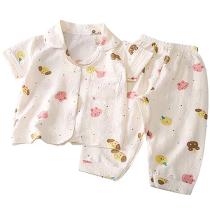 Set <span class=keywords><strong>Pigiama</strong></span> <span class=keywords><strong>Estivo</strong></span> per Bambini Nuovo Completo Leggero a Maniche Corte Stampato con Pantaloni Tinta Unita per Ragazze e Ragazzi - Product Image 5