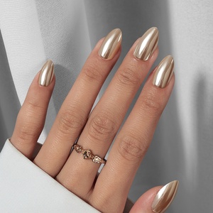 BTArtbox 30 faux ongles à presser avec colle, design chrome champagne, forme amande, en gel souple, vente en gros - Product Image 2