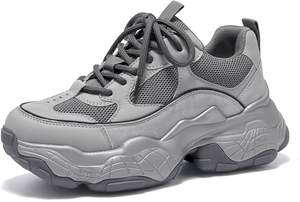 Winter Chunky Sneakers for Women Lace up Platform Comfortable Mesh <strong>Running</strong> <strong>Shoes</strong> with Thick <strong>High</strong> <strong>Heel</strong> Outsole - Product Image 4