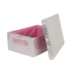 Caja de almacenamiento Rectangular con tapa de papel, organizador personalizado de fábrica para juguetes y ropa