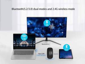 Souris Bluetooth personnalisée avec logo, souris mince à LED noire mate, souris Bluetooth double mode, silencieuse, ultra-fine, souris de bureau mince - Product Image 2