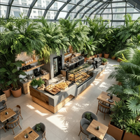 Comptoir de bar en bois et acier inoxydable, idéal pour les boulangeries, les cafés, les restaurants, les zones de réception d'hôtels et les salles d'exposition