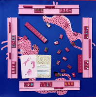 Pengiriman Dalam 7 Hari Set Mahjong Premium, Hijau Mint dengan Lingkaran & Naga Berwarna-warni, Lengkap dengan Ubin Angin NEWS