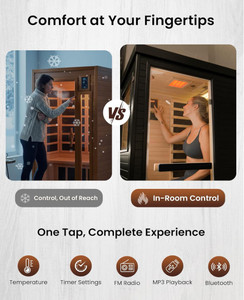 <span class=keywords><strong>Sauna</strong></span> Secca in Legno di Hemlock Canadese Personalizzata Moderna Nera con Riscaldamento Rapido e Uniforme Basse Emissioni EMF per 1 Persona con 5 Riscaldatori al Carbonio - Product Image 4