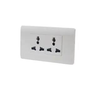 N40 Range 3 pin socket (1/2 key)+ 3 pin socket (1/2 key) White Color PC Plate 118 Plate modular vietnam