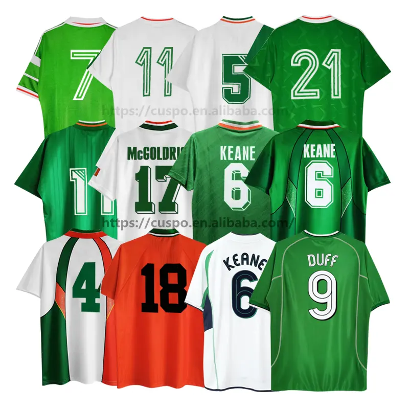 Özel üst tayland kalite 1988-2002 İrlanda Retro futbol forması klasik Vintage futbol kıyafeti