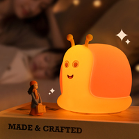 Veilleuse en silicone Kawaii en forme d'escargot, lumière blanc chaud, capteur tactile, minuterie automatique, lampe portable pour la protection des yeux, pour la maison et la chambre