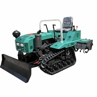 Tractor Multifuncional con Orugas, Rotocultivador, Cuchilla Niveladora e Implementos Opcionales para Uso Agrícola y en Huertos