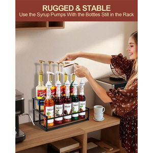 Nabao Two Tier Syrup Holder Wooden Countertop <b>Storage</b> <b>Rack</b> For Coffee Condiments Organizer - Product Image 3
