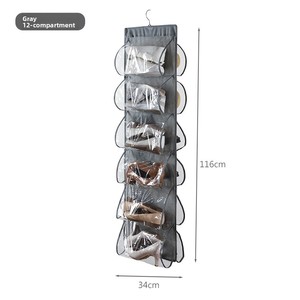 Simple Design 12-Compartment Double-sided Non-woven Fabric Hanging <b>Shoe</b> Storage Bag Multi-Layer <b>Rack</b> for Door - Product Image 2