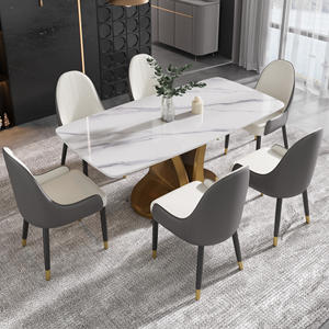 Voxhome moderno di lusso rettangolo tavolo da pranzo con marmo Top <span class=keywords><strong>Color</strong></span> <span class=keywords><strong>oro</strong></span> Base mobili per la casa per la sala da pranzo - Product Image 4