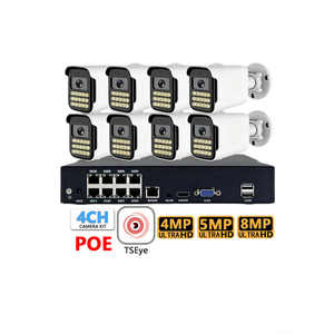 Kit NVR POE de 8 Canales, 4K 8MP, Impermeable IP66 para Exteriores, Cámara IP con Audio Bidireccional, Visión Nocturna a Todo Color, H.265, Reconocimiento Facial, Sistema de Aplicaciones - Product Image 1