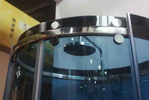 KMRY Cabine de douche coulissante en verre autonettoyante en acier inoxydable Cabine de douche ronde sans cadre Boîte de douche style sérigraphie - Product Image 5