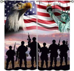 Rideaux du 4 juillet, étoiles patriotiques, rouge, blanc, bleu, draperies pour la fête de l'Indépendance, chambre à coucher, salon, décoration de fenêtre, 2 panneaux - Product Image 6