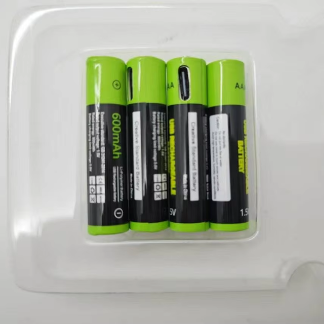 AAA 1.5V 600mAh USB Rechargeable 4pcs Pack Lithium-ion Battery  with Micro Usb Cable 600mah Battery