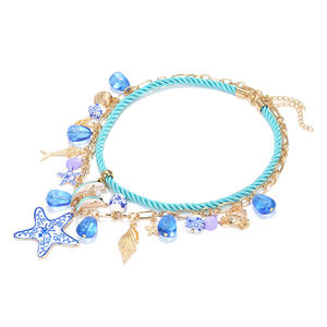 開明2026ファッションジュエリー手作りビーズ多層カラフルヒトデイルフィンシェルネックレス磁器スターレイヤードネックレス - Product Image 3