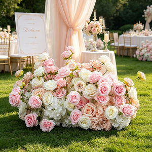 New Design High Quality Durable Event Floral Decoration <b>Artificial</b> Silk Pink aisle <b>Flower</b> Floor for Ceremony decor - Product Image 1