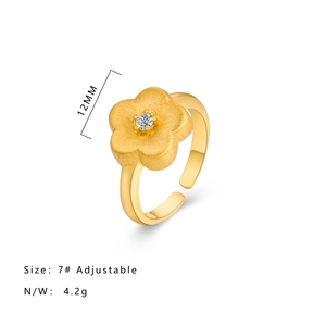 Bague <span class=keywords><strong>de</strong></span> luxe réglable en argent sterling 925 plaqué or rhodium avec zircon fleur <span class=keywords><strong>de</strong></span> prunier mariage ou mariage pile pour <span class=keywords><strong>les</strong></span> filles - Product Image 6