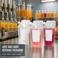 Pochettes souples transparentes personnalisées avec bec verseur pour jus, emballage liquide en gros