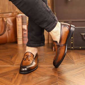 Chaussures Oxford Homme de Style Britannique de Haute Qualité, en Cuir Véritable, à Enfiler, pour Bureau, Affaires, Mariage, Intemporelles - Product Image 3