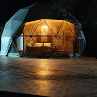 Tenda Dome Glamping Mewah Dinding Kaca Transparan Tenda Dome Empat Musim Rumah Kaca Geodesik Tenda Igloo Untuk Perhotelan