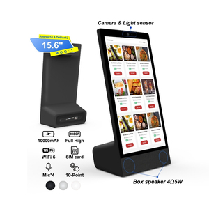 Écran tactile Android 14, menu numérique, 15,6 pouces, 250 nits, 4+64 Go, batterie 10000 mAh et haut-parleur pour la restauration rapide, les magasins de détail, les hôtels WL1 - Product Image 1