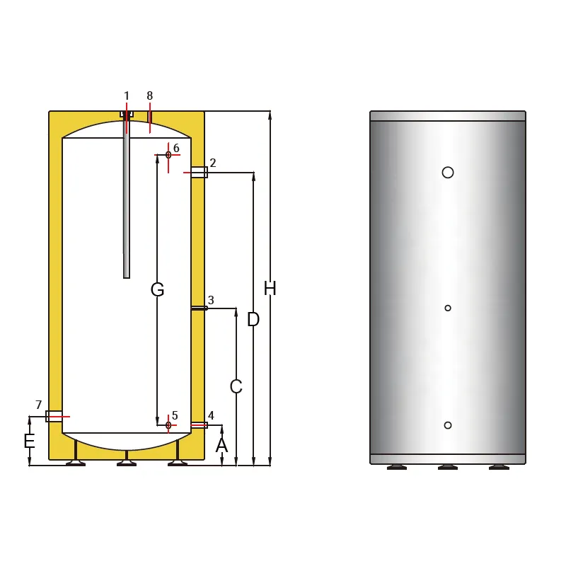 LINYAN tangki air boiler pompa panas kustom 300L-1000L dengan koil tangki air pertukaran panas tangki penyangga sirkuit tunggal hemat energi