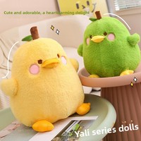 Oreiller de compagnon de couchage pour enfants en peluche mignon petit canard et poupée en peluche douce pour cadeau de vacances pour filles