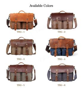 Vintage En Cuir Véritable Sac Cartable Hommes D'affaires Bandoulière Sac de Messager de Toile Occasionnels Adolescents Sac À Bandoulière - Product Image 6