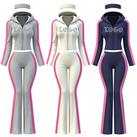 Produsen Pakaian Y2k Hoodie Bergaris Samping Jaket dan Celana Set Headband Tracksuit Berkualitas Tinggi Loungwear Set 2 Potong Wanita