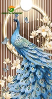 Panneau mural en marbre UV 3D motif paon, haute brillance, imperméable, moderne, pour cuisine et salle de bain, usage domestique, vente en gros d'usine