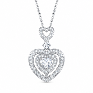 Collana da sposa a forma di cuore per donna, elegante collana da matrimonio - Product Image 2