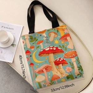Reusable Simple Colorful Mushroom Printed Grocery <b>Bag</b> Women High Quality <b>Canvas</b> <b>Tote</b> <b>Bags</b> - Product Image 5