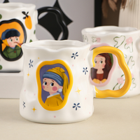 Tasse à café en céramique de style peinture à l'huile vintage - Mug rare pour filles comme souvenir. Gobelet à boire de haute qualité avec une boîte colorée.