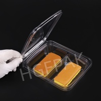 Boîte d'emballage alimentaire transparente en plastique PET/RPET jetable à 2 compartiments de 8 oz avec bande de déchirement pour noix, biscuits et produits de boulangerie