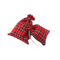Promotionnel petit mariage lin coton cadeau bijoux sac Logo personnalisé plaid coton lin cordon pochette