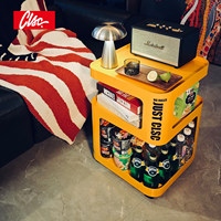 Table basse rotative en fer CLSC avec étagère, rangement mobile pour collations et boissons, design industriel, mobilier de salon