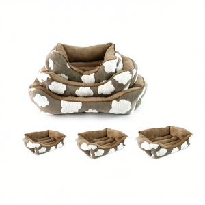 Set di Tre Cuscini Nido Marroni in Velluto di Cotone Jacquard e Velluto Artico per Piccoli Animali - Product Image 2